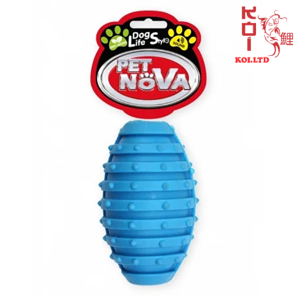 Игрушка для собак Мяч регби с колокольчиком Pet Nova 10 см синий