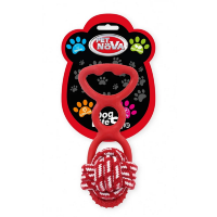Игрушка для собак Веревочный шар с резиновой ручкой Pet Nova 20 см красный