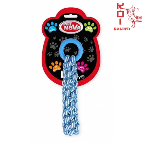 Игрушка для собак Канат вязанный с кольцом Pet Nova 30 см голубой