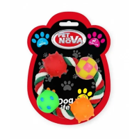 Игрушка для собак Четыре шара на кольцевой веревке Pet Nova 4.5 см