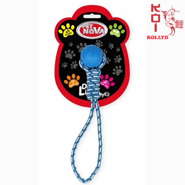 Игрушка для собак Шар на веревке с ручкой Pet Nova 40 см синий