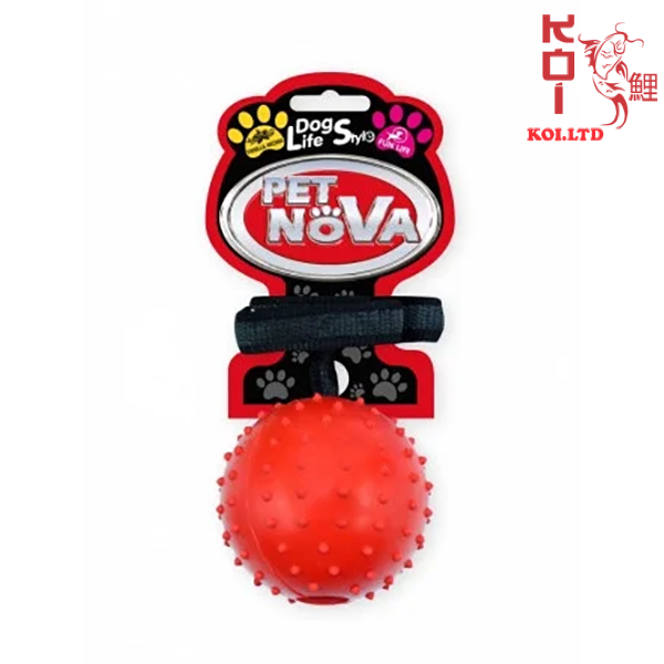 Игрушка для собак Мяч с ремешком Pet Nova 7 см красный